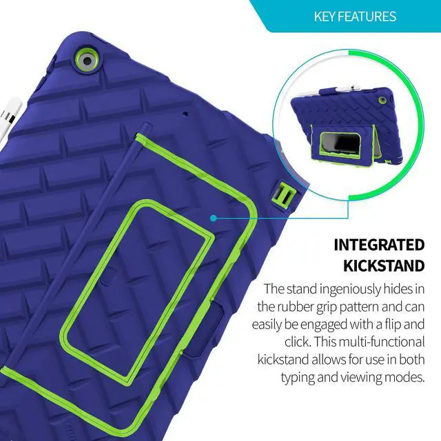 Alt view image 3 of 5 - Gumdrop HideAway Case Fits Apple iPad 9th | 8th | 7th Gen (10.2-inch) Designed for K-12 Students Teachers and Classrooms-Drop Tested Rugged Shockproof Bumpers for Reliable Device Protection-Blue/Green