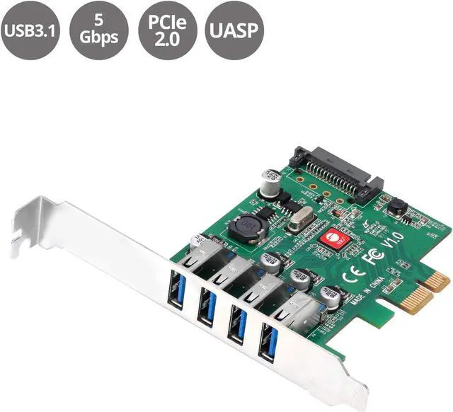 Alt view image 7 of 7 - SIIG Dual Profile USB 3.0 4-Port (5Gbps) PCIe 2.0 Host Expansion Card Adapter for Windows Desktop PC (JU-P40A11-S1)