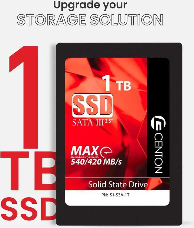 Alt view image 2 of 5 - Ceton Electronics MP Essential 1TB Hard Drive, SSD SATA III, 2.5" Solid State Drive, Internal Hardrives