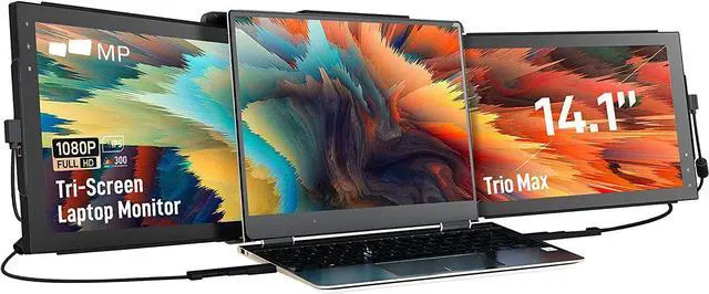 Main image of Mobile Pixels Trio Max Portable Monitor, The On-The-Go Dual-Screen Laptop Monitor, 14" Full HD IPS Display, USB A/Type-C, Plug and Play, Sleek Design (1pc 14" Trio Max)