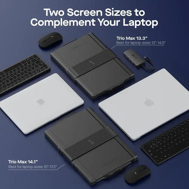 Alt view image 5 of 5 - Mobile Pixels Trio Max Portable Monitor, The On-The-Go Dual-Screen Laptop Monitor, 14" Full HD IPS Display, USB A/Type-C, Plug and Play, Sleek Design (1pc 14" Trio Max)