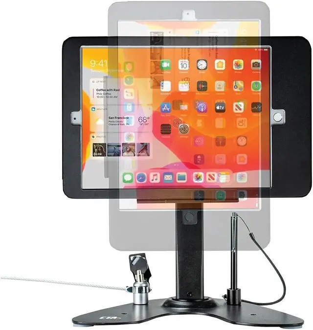 Alt view image 2 of 5 - Dual Kiosk Stand - CTA Dual Security Kiosk Stand with Locking Case, Cable, and 360-Degree Rotating Base - Compatible with iPad 7th/ 8th/ 9th Gen 10.2-inch, iPad Air 4, (PAD-ASKB10) - Black