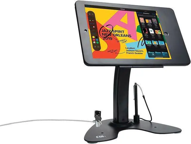 Alt view image 5 of 5 - Dual Kiosk Stand - CTA Dual Security Kiosk Stand with Locking Case, Cable, and 360-Degree Rotating Base - Compatible with iPad 7th/ 8th/ 9th Gen 10.2-inch, iPad Air 4, (PAD-ASKB10) - Black