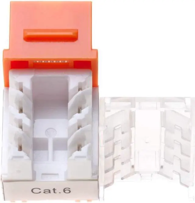 Alt view image 4 of 4 - cctv_4less Cat6 45deg Angled Keystone Ethernet Wall Jack Punch Down UTP 45-Degree (Easier Termination Than 90-Degree), RJ45 Slim Profile Speed Termination Orange Pack of 50