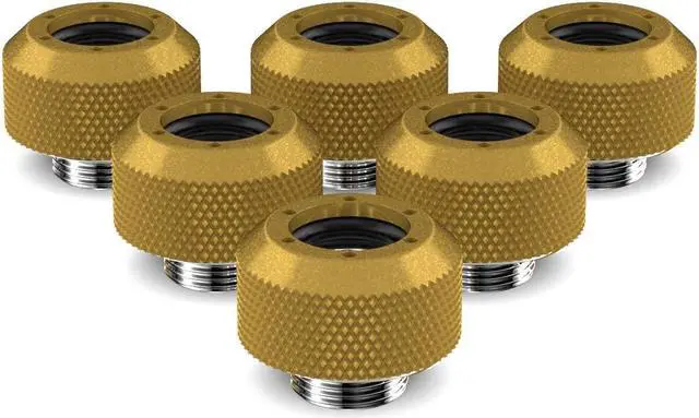Main image of PrimoChill 1/2in. Rigid RevolverSX Series Fitting - 6 Pack - Gold