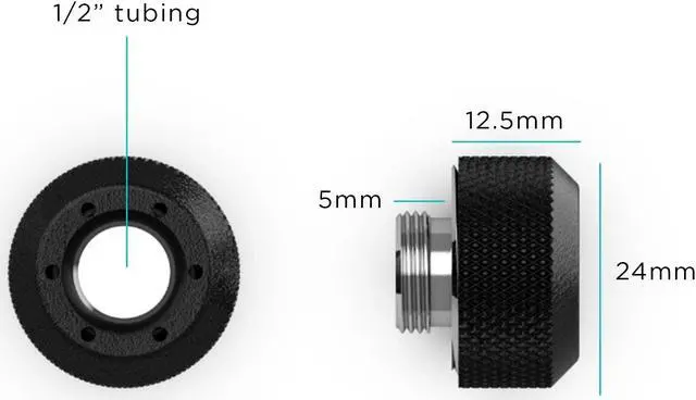 Alt view image 3 of 3 - PrimoChill 1/2in. Rigid RevolverSX Series Fitting - 6 Pack - Gold