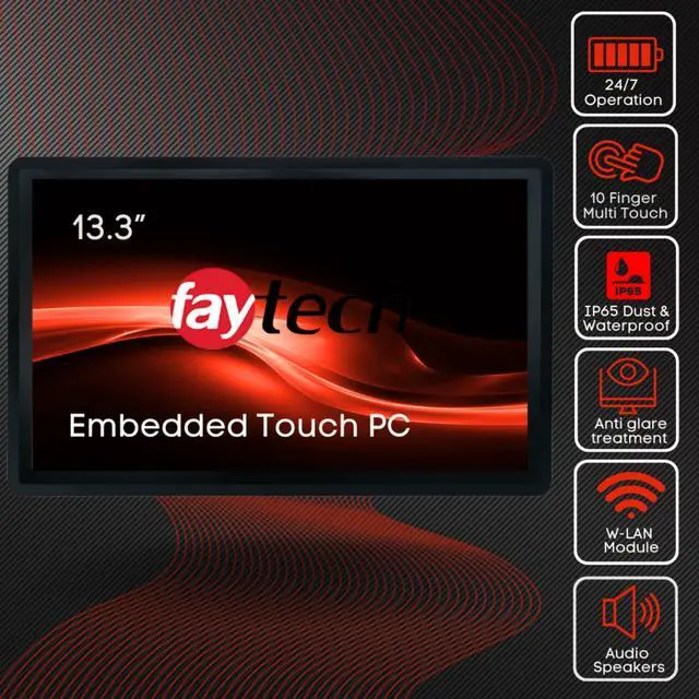 Alt view image 2 of 5 - 13.3" Capacitive Embedded All-in-one Computers - Great for POS System, Home Automation, Manufacturing, Food Prep and Digital Signage. Fanless Mini PC with HDMI, Display Port, USB, Ethernet.
