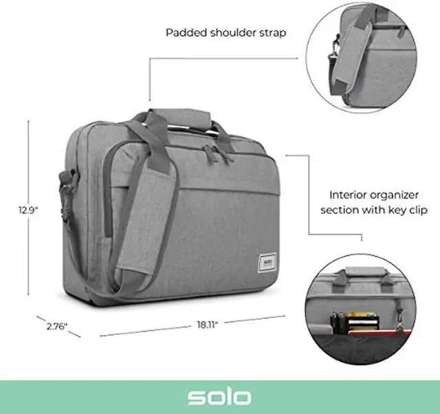 Alt view image 2 of 5 - Solo Re:New 15.6 Inch Laptop Briefcase, Grey