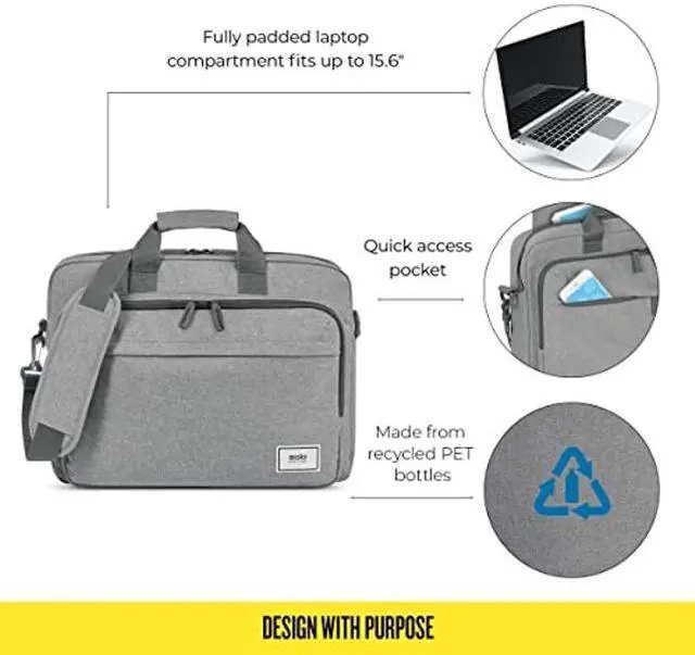 Alt view image 3 of 5 - Solo Re:New 15.6 Inch Laptop Briefcase, Grey