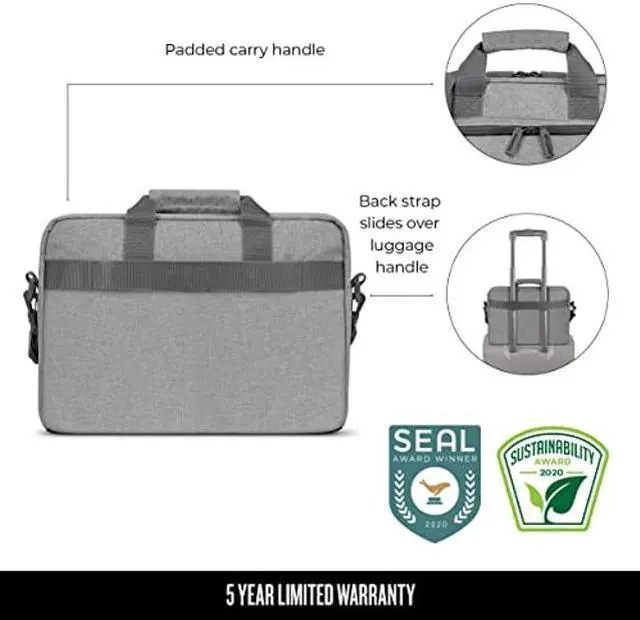 Alt view image 4 of 5 - Solo Re:New 15.6 Inch Laptop Briefcase, Grey