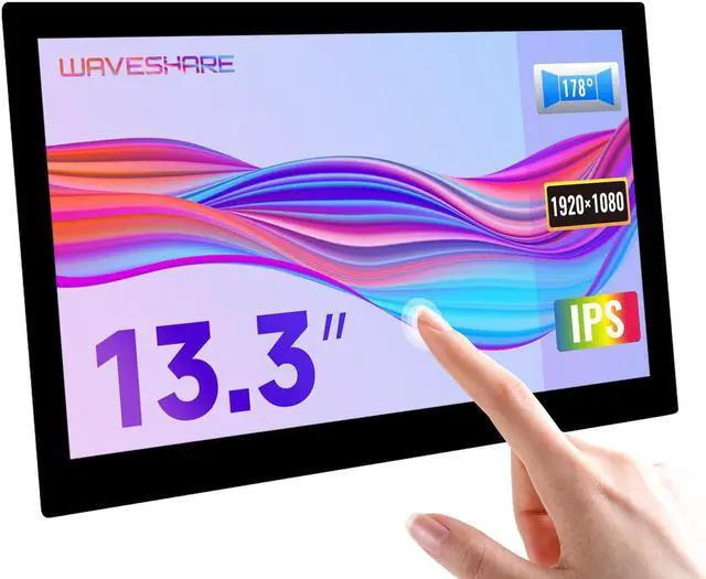 Main image of waveshare 13.3inch Capacitive Touch Screen LCD Compatible with Raspberry Pi 4B/3B+/3A+/2B/B+/A+/Zero/Zero W/WH/Zero 2W CM3+/4 1920x1080 Resolution HDMI IPS Supports Jetson Nano/Windows
