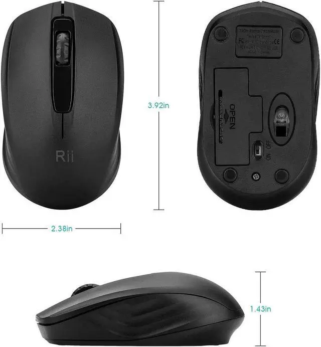 Alt view image 2 of 5 - Rii 10-Pack Wireless Mouse,2.4G Portable Computer Mice for PC, Laptop, Windows,Office Included Wireless USB dongle (Black)