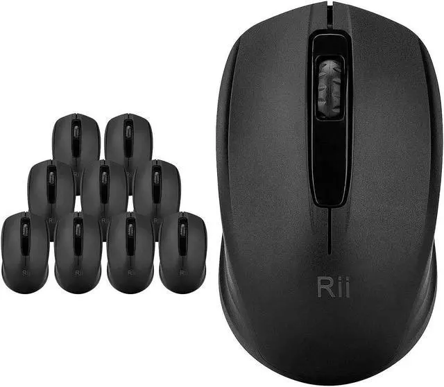 Main image of Rii 10-Pack Wireless Mouse,2.4G Portable Computer Mice for PC, Laptop, Windows,Office Included Wireless USB dongle (Black)