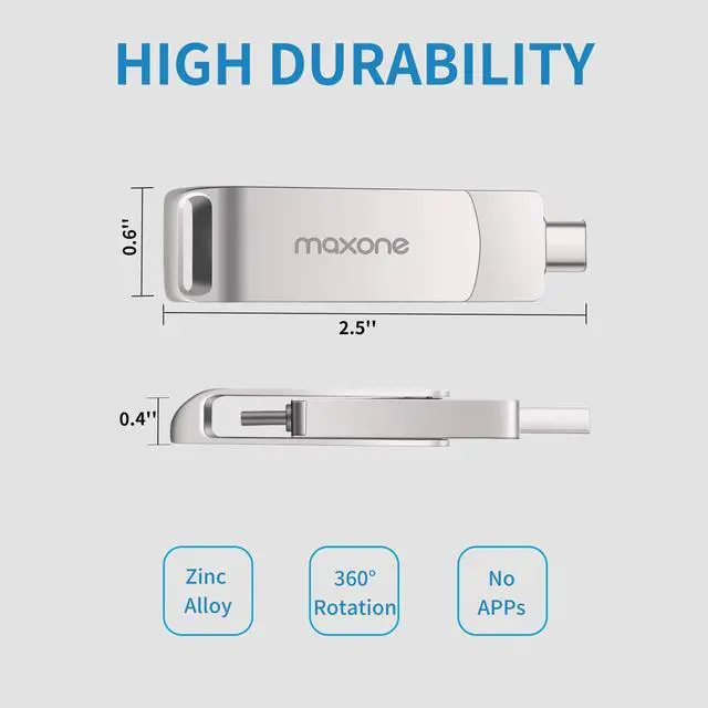 Alt view image 4 of 5 - Maxone Flash Drive USB Type C Both 3.1 Tech - 2 in 1 Dual Drive Memory Stick High Speed OTGCompatible with Android Smartphone Computer, MacBook, Chromebook Pixel (256GB)