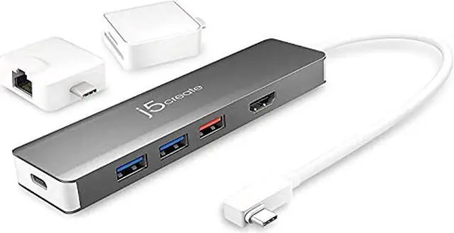 Main image of j5create 9 in 1 USB-C Hub- SuperSpeed+ Gen 2 Type C Adapter w/Ethernet, microSD/SD 4.0, 4K HDMI, USB-C 3.1 Gen2 Port, PD 100W for MacBook Pro/Air, XPS, Chromebook, and Other USB C Windows Laptops