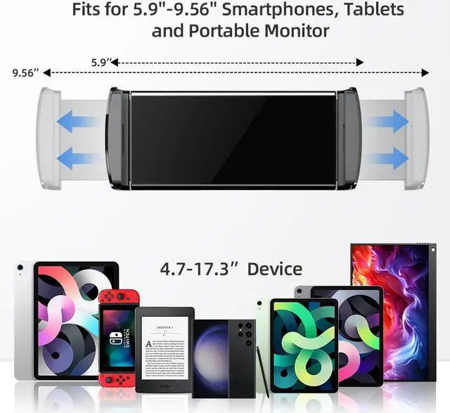 Alt view image 3 of 5 - UPERFECT 5.9''-17.3'' Portable Monitor Stand, Adjustable 360° Swivel Bracket, 180° Tiltable Clamp, Heavy Duty Aluminum Stand for Pad/Tablet