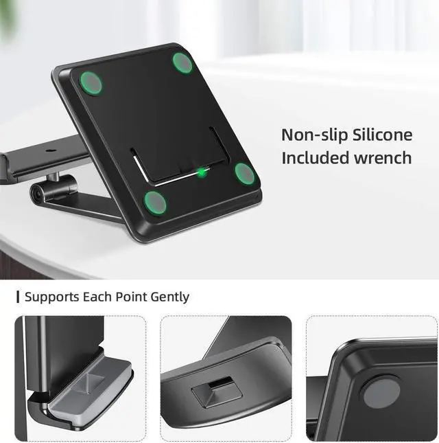 Alt view image 5 of 5 - UPERFECT 5.9''-17.3'' Portable Monitor Stand, Adjustable 360° Swivel Bracket, 180° Tiltable Clamp, Heavy Duty Aluminum Stand for Pad/Tablet