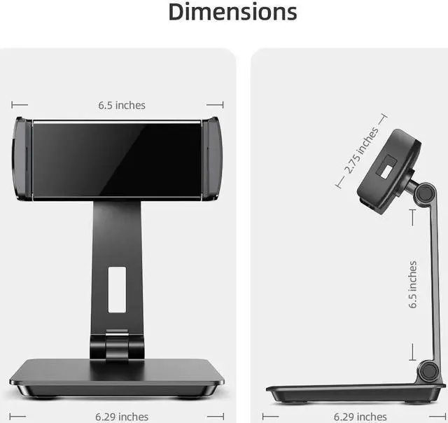 Alt view image 2 of 5 - UPERFECT 5.9''-17.3'' Portable Monitor Stand, Adjustable 360° Swivel Bracket, 180° Tiltable Clamp, Heavy Duty Aluminum Stand for Pad/Tablet