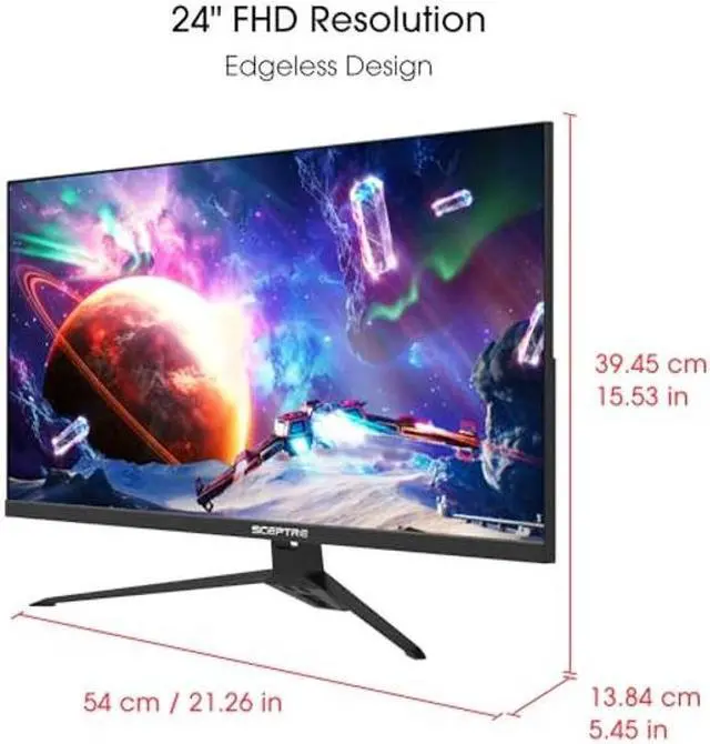 Alt view image 3 of 5 - Sceptre IPS 24" Gaming Monitor 165Hz 144Hz Full HD (1920 x 1080) FreeSync Eye Care FPS RTS DisplayPort HDMI Build-in Speakers, Machine Black 2020 (E248B-FPT168),IPS 24" 165Hz