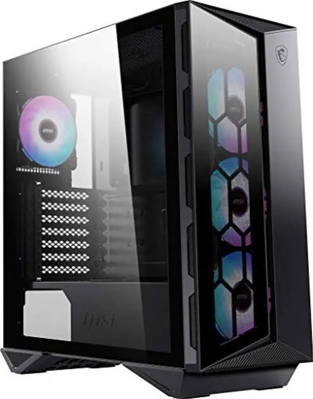 Main image of MSI MPG GUNGNIR 110R - Premium Mid-Tower Gaming PC Case - Tempered Glass Side Panel - 4 x ARGB 120mm Fans - Liquid Cooling Support up to 360mm Radiator - Two-Tone Design