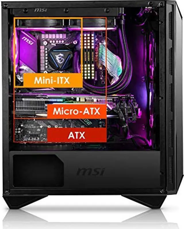 Alt view image 3 of 5 - MSI MPG GUNGNIR 110R - Premium Mid-Tower Gaming PC Case - Tempered Glass Side Panel - 4 x ARGB 120mm Fans - Liquid Cooling Support up to 360mm Radiator - Two-Tone Design