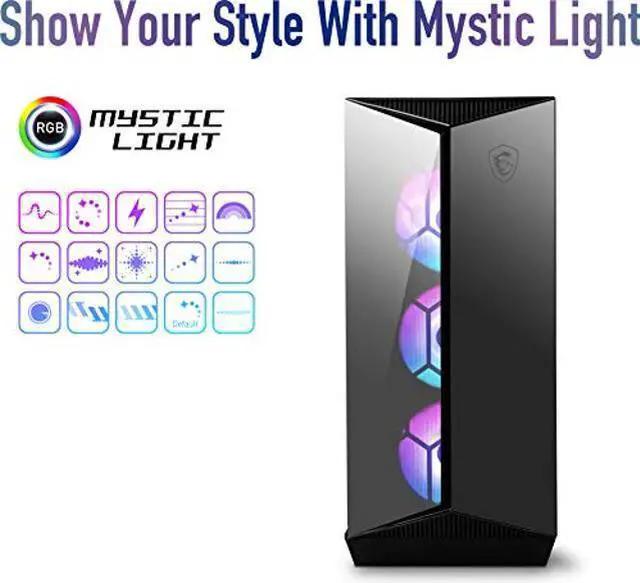 Alt view image 5 of 5 - MSI MPG GUNGNIR 110R - Premium Mid-Tower Gaming PC Case - Tempered Glass Side Panel - 4 x ARGB 120mm Fans - Liquid Cooling Support up to 360mm Radiator - Two-Tone Design