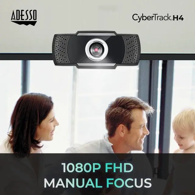 Alt view image 3 of 5 - ADESSO CyberTrack H4 Webcam 1080P HD USB Webcam with Built-in Microphone, Black