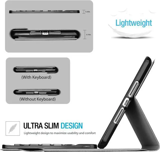 Alt view image 5 of 5 - ProCase Keyboard Case for iPad mini 5 2019/ Mini 4, Mini 1 2 3, Slim Lightweight Smart Cover with Magnetically Detachable Wireless Keyboard for iPad mini 5/4/3/2/1 Black