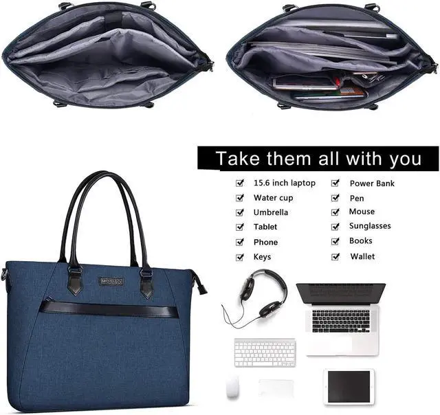 Alt view image 2 of 5 - MOSISO Laptop Tote Bag (17-17.3 inch) with Front Trapezoid Pocket, Deep Teal