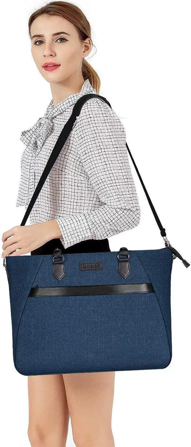 Alt view image 3 of 5 - MOSISO Laptop Tote Bag (17-17.3 inch) with Front Trapezoid Pocket, Deep Teal
