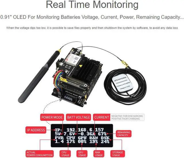 Alt view image 5 of 5 - Waveshare UPS Power Module for Jetson Nano with 5V Uninterruptible Power Supply Multi Battery Protection Circuits