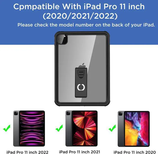 Alt view image 2 of 5 - AICase Waterproof Protective Case for iPad Pro 11 Inch 2020/2021/2022 with Lanyard and 360° Full Body Protection with Touch Function, Transparent Case, Waterproof, Shock Resistant