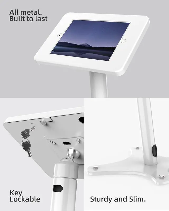 Alt view image 3 of 5 - Beelta Tablet 10.2 Floor Stand Kiosk for 10.2 iPad 7 8 9 Anti Theft Key Lock Swivel BSF301T
