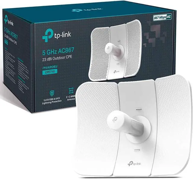 Alt view image 7 of 7 - TP-Link CPE710 | 5GHz AC 867Mbps Long Range Gigabit Outdoor CPE for PtP and PtMP Transmission | Point to Point Wireless Bridge | 23dBi | Passive PoE Powered w/Free PoE Injector | Pharos Control