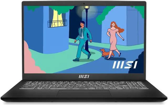 Main image of MSI Modern 15 15.6" Ultra Thin & Light Business Laptop: Intel Core i7-1255U Intel Iris Xe 16GB DDR4 512GB NVMe SSD, 180-Degree Lay-Flat, USB Type-C, MicroSD Card Reader, Win 11 Home: Black B12M-013