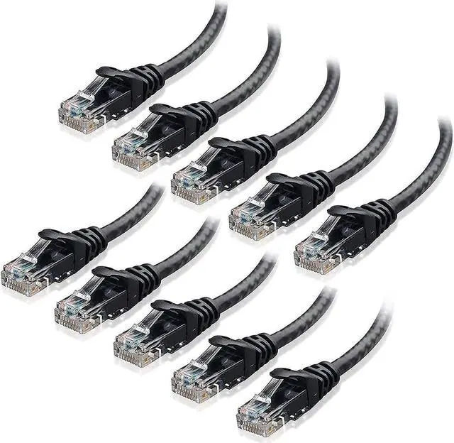 Alt view image 2 of 5 - Cable Matters 10-Pack Snagless Short Cat6 Ethernet Cable (Cat6 Cable, Cat 6 Cable) in Black 5 ft & 5-Pack Snagless Short Cat6A (SSTP, SFTP) Shielded Ethernet Cable