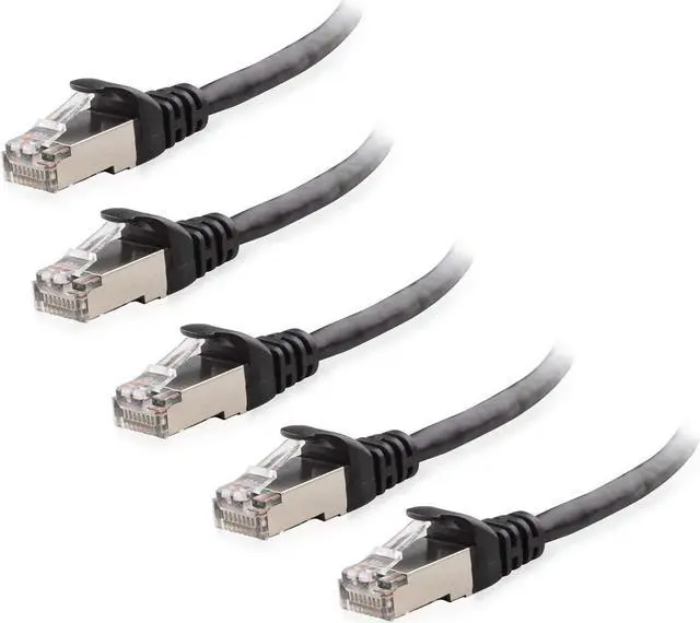 Alt view image 5 of 5 - Cable Matters 10-Pack Snagless Short Cat6 Ethernet Cable (Cat6 Cable, Cat 6 Cable) in Black 5 ft & 5-Pack Snagless Short Cat6A (SSTP, SFTP) Shielded Ethernet Cable