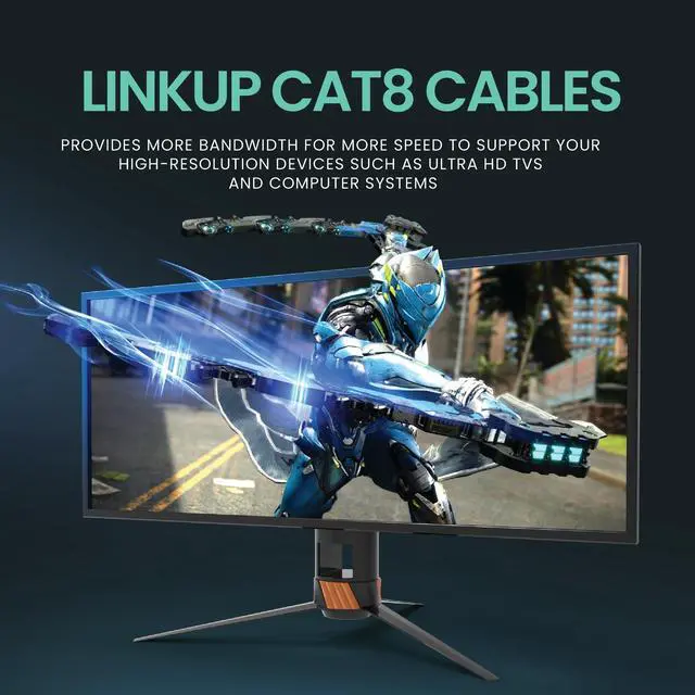 Main image of LINKUP - [40Gbps Certified] Cat8 Ethernet Patch Cable Double Shielded|2000MHz (2GHz) Cat8.1|Future Proof LAN Wires Compatible with Cat7A, Cat7, Cat6A, 25G, 10G, 1G Network [Blue] - 50ft (15M)
