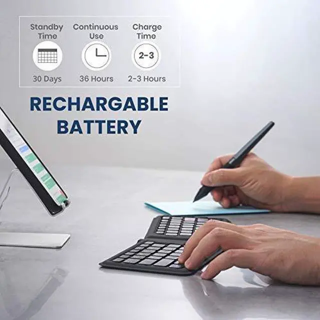 Main image of Perixx PERIBOARD-805E US, Wireless Foldable Ergonomic Bluetooth Keyboard, Ultra-Thin X Type Keys, Compatible with iOS, Android, or Windows Smartphone, Tablet, or Laptops, US English