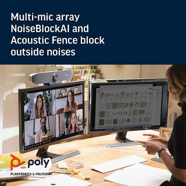 Main image of Plantronics Poly Studio P15 Personal Video Bar Polycom - 4K Video Quality - Camera, Microphones & Speaker Solution with Premium Audio & Video - Certified for Zoom and Teams