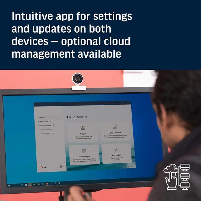 Main image of Plantronics Poly - Studio P5 Webcam with Voyager 4220 UC Headset Kit Polycom - 1080p HD Professional Video Conferencing Camera & Stereo Bluetooth Wireless Headset - Certified for Zoom & Teams