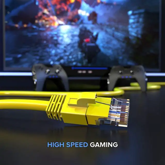 Main image of Maximm Cat 6 Ethernet Cable 250 ft - High-Speed LAN Cable, Internet Cable, Patch Cable, and Network Cable - UTP, 10Gbps, 550MHz Ethernet Cord - Yellow