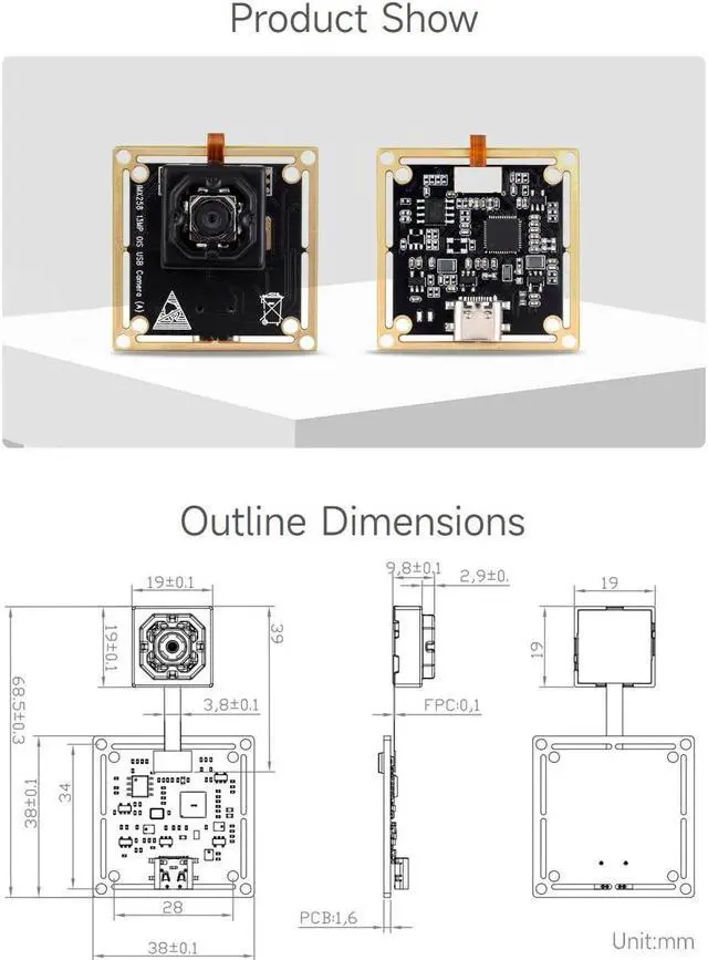 Main image of waveshare IMX258 13MP USB Camera Optical Image Stabilization Plug-and-Play Driver Free Auto Focusing