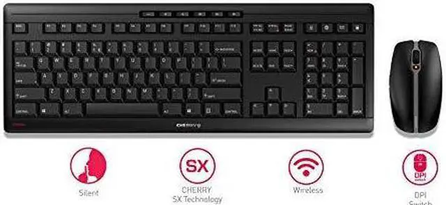 Main image of CHERRY Stream Desktop - Wireless Keyboard and Mouse Combo - US Layout - QWERTY Keyboard - Black