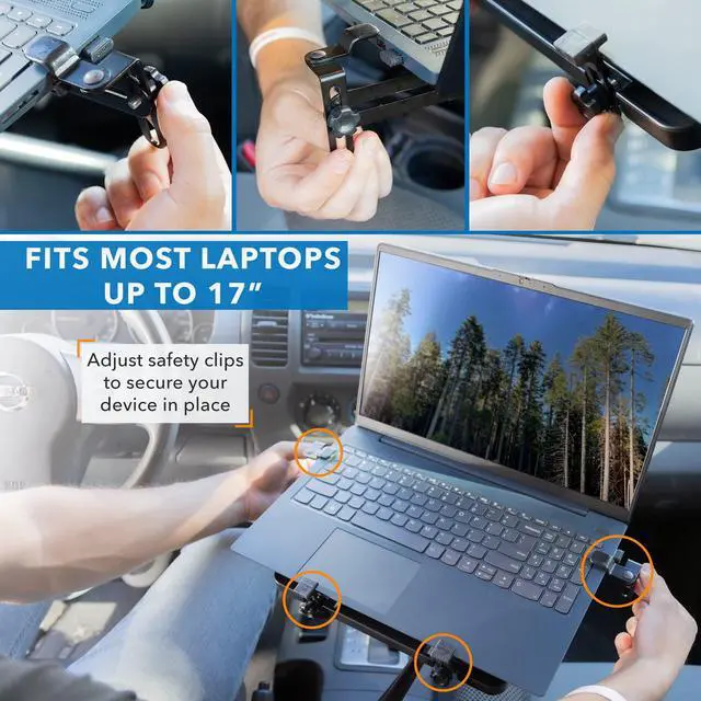 Main image of Mount-It! Laptop Vehicle Mount | No-Drill Computer Mounting Bracket for Front Passenger Seat | Sturdy and Full Motion Lockable Joints, Fits Laptops Up to 17"