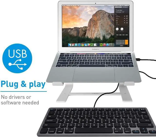 Main image of Macally Mini Wired Keyboard and a Quiet Wired Mouse, Matches Beautifully with Space Grey MacBook