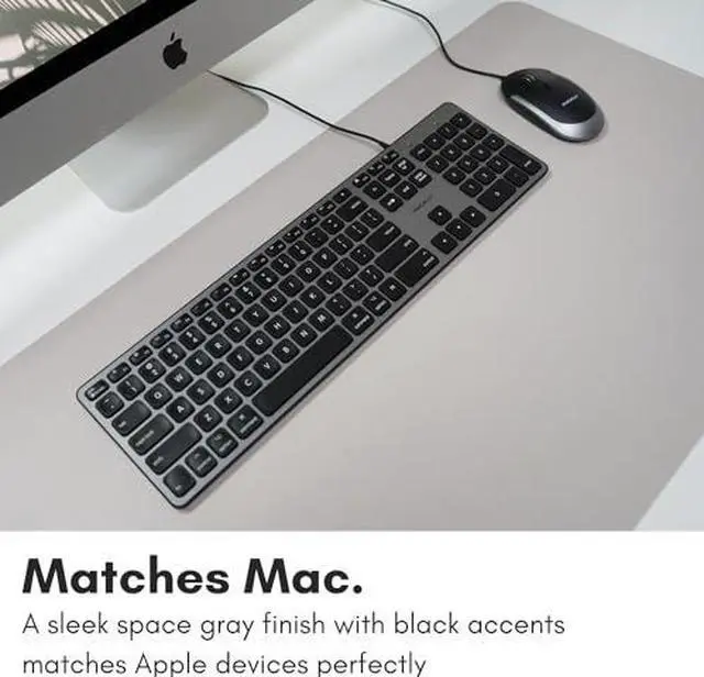 Main image of Macally Backlit Mac Keyboard Wired - Quiet, Sleek, and Functional - 3 Brightness Levels, 107 Keys - 5ft USB Wired Apple Keyboard - Backlit Wired Keyboard for Mac, iMac, MacBook Pro/Air - Space Gray