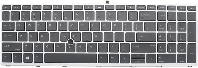 Main image of New Backlit Laptop Keyboard Replacement for HP ProBook 650 G4 655 G4 650 G5 655 G5 with Pointer Silver Frame US L09595-001 L09593-001 603780134101 6037B0134201.