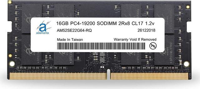 Main image of Adamanta 16GB (1x16GB) DDR4 2400Mhz (or 2133MHz) PC4-19200 SODIMM 2Rx8 CL17 1.2v Non-ECC Unbuffered Notebook Laptop RAM Memory Upgrade
