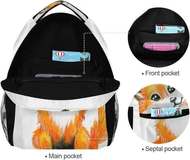 Alt view image 5 of 5 - ALAZA Cute Little Fox Animal Print Large Backpack Personalized Laptop iPad Tablet Travel School Bag with Multiple Pockets